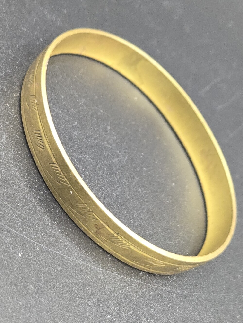 Vintage Etched Brass Bracelet/ Bangle - Picture 2 of 6